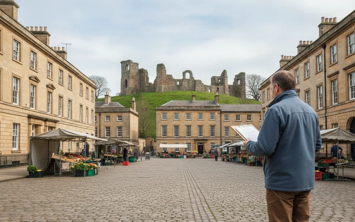 Georgian townhouses around the market place in Pontefract, West Yorkshire
